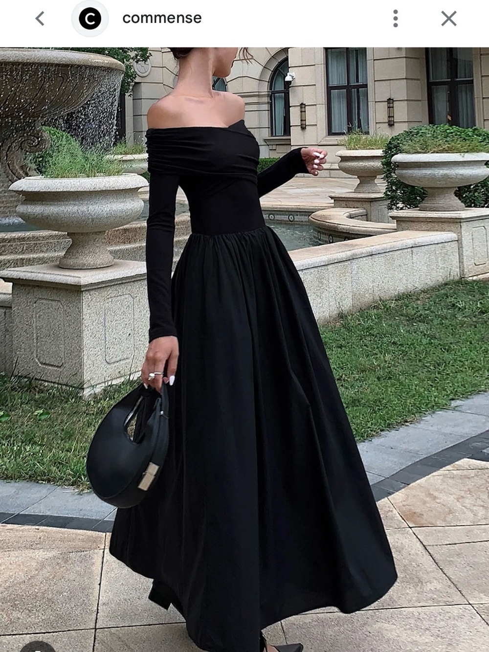 Commense Black Off-the-Shoulder Long Sleeve Maxi Dress